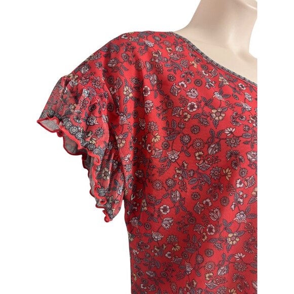 Max Studio Stretch Net Flutter Sleeve Floral Size 1X NWT $78  Lined Pullover Blo - Picture 2 of 9